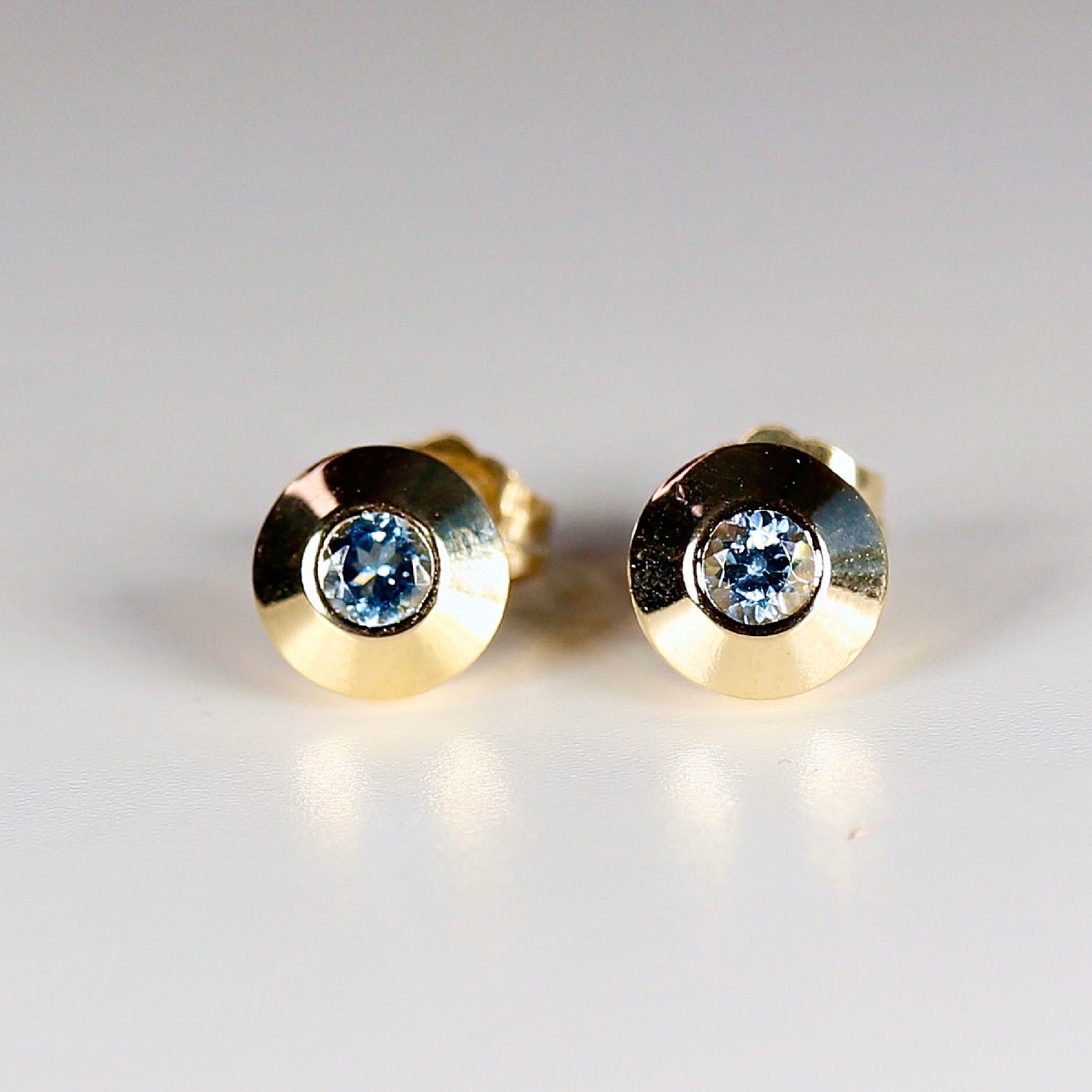 Aquamarine Dome Earrings - Melt'm Jewelry