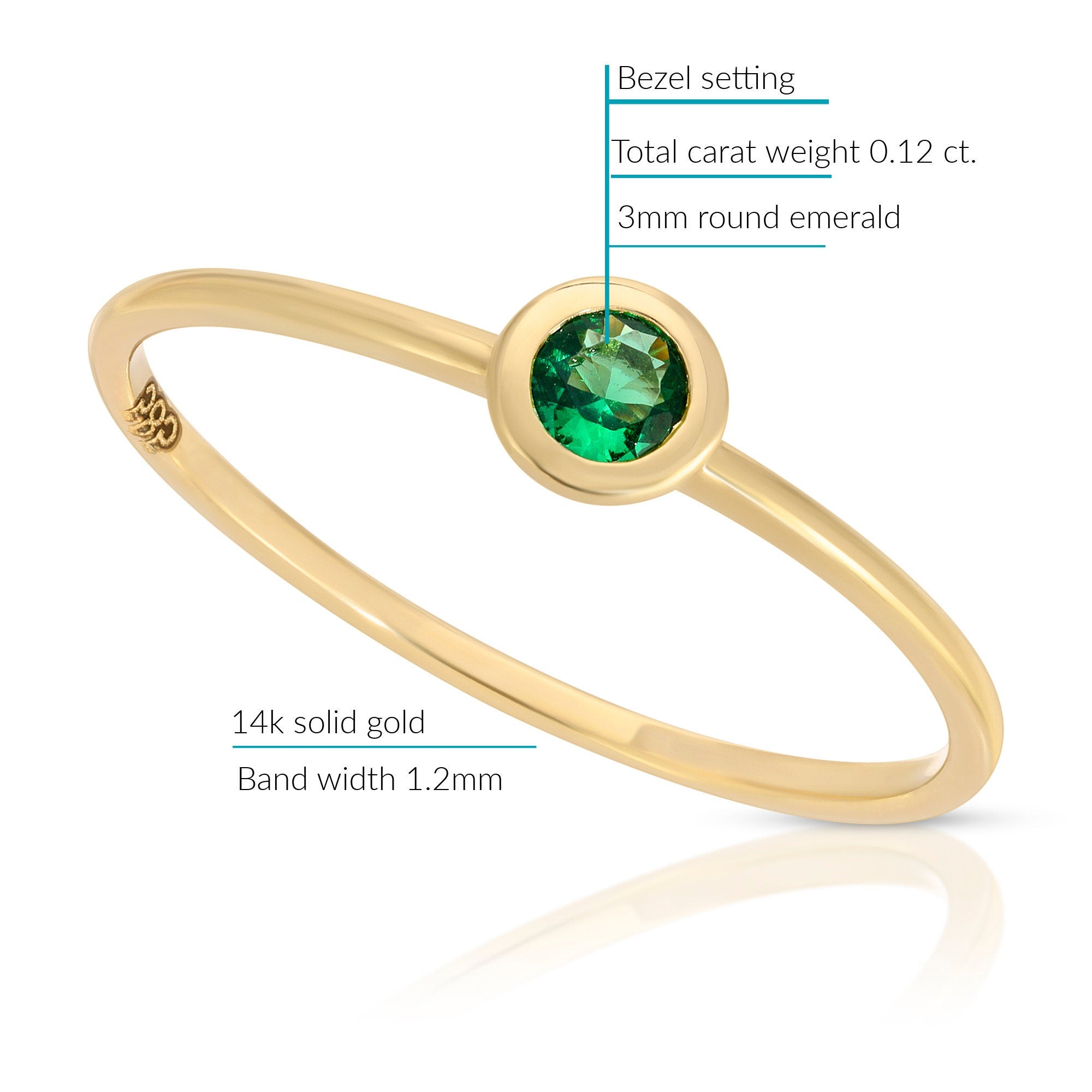 Emerald Stacking Ring 14k Gold - Melt'm Jewelry