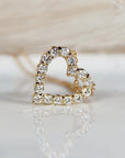 14k Gold Natural Diamond Sliding Open Heart Necklace - Melt'm Jewelry