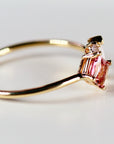 Pink Tourmaline Opal and Diamond Cluster Ring in 14k Gold - Melt'm Jewelry