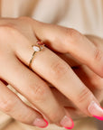 Pink Tourmaline Opal and Diamond Cluster Ring in 14k Gold - Melt'm Jewelry