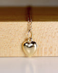 14k Gold 3D Puffy Heart Pendant Necklace