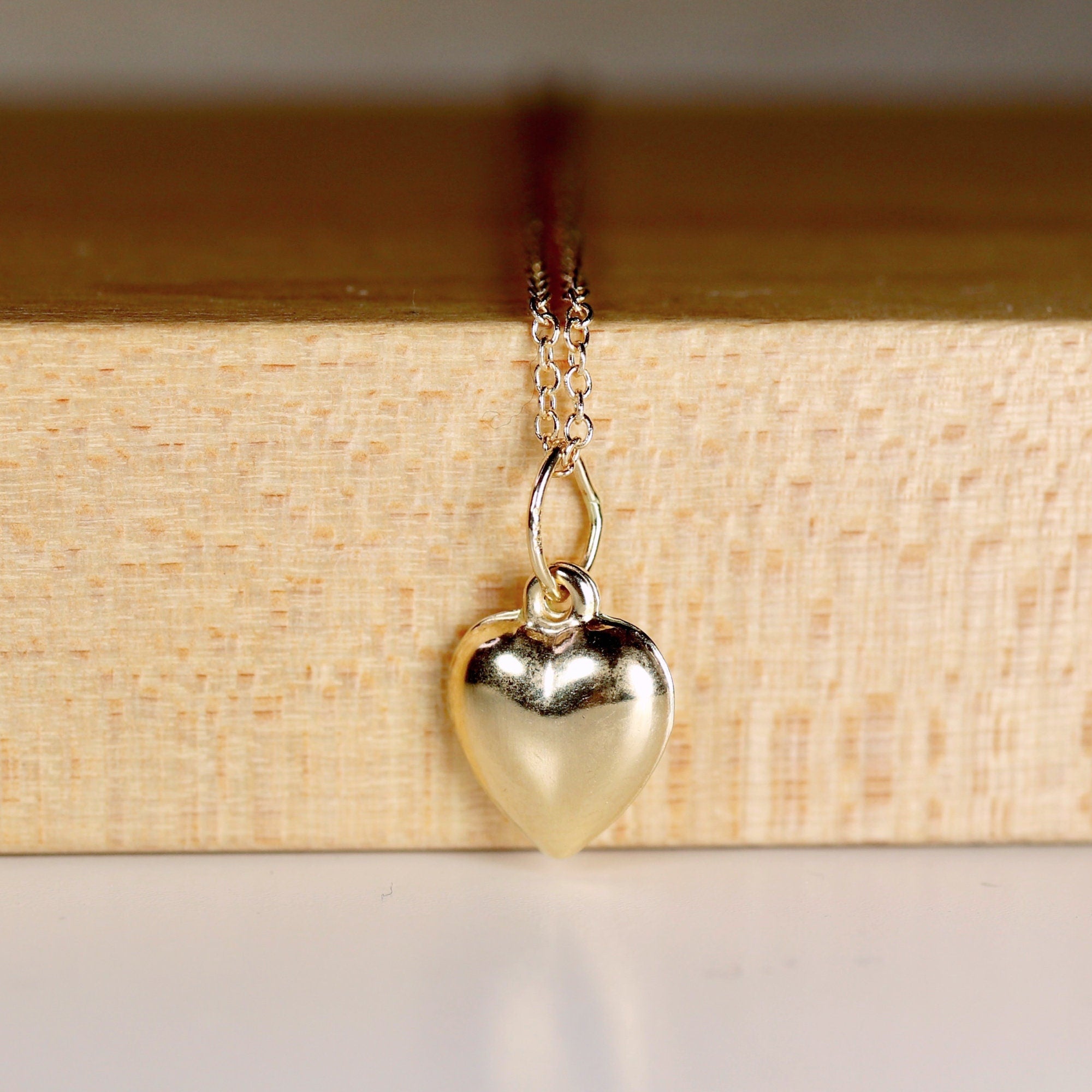 14k Gold 3D Puffy Heart Pendant Necklace - Melt'm Jewelry