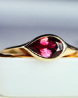 East West Pear Pink Tourmaline Dome Ring 14k Gold - Melt'm Jewelry