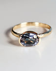 East West Half Bezel Sapphire Engagement Ring 14k Gold