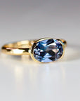 East West Half Bezel Sapphire Engagement Ring 14k Gold