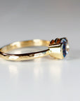 East West Half Bezel Sapphire Engagement Ring 14k Gold