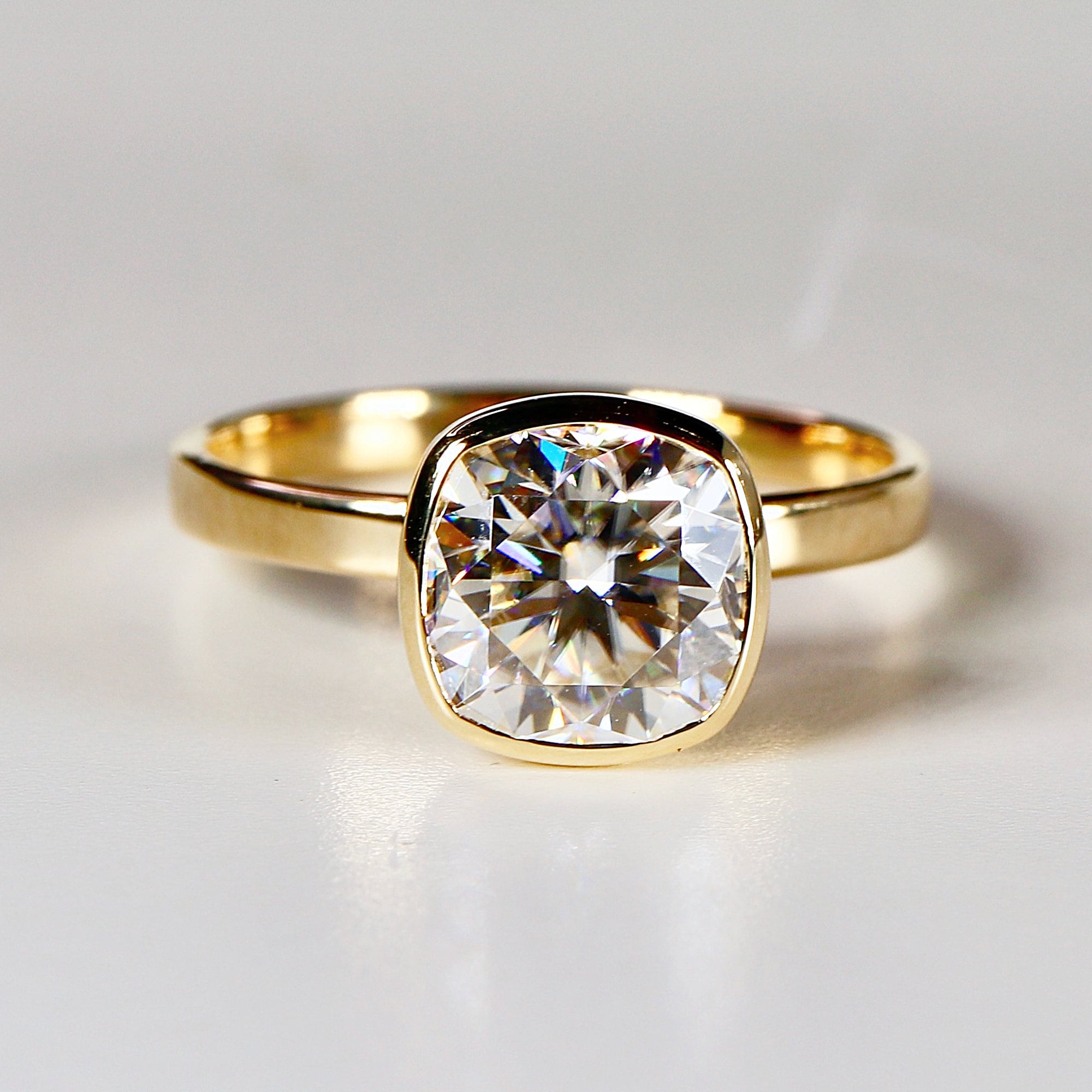 Cushion Cut Moissanite Engagement Ring 14k Gold JULIET - Melt'm Jewelry