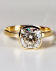 Cushion Cut Moissanite Engagement Ring 14k Gold JULIET - Melt'm Jewelry