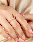 Pink Tourmaline Opal and Diamond Cluster Ring in 14k Gold - Melt'm Jewelry