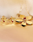 Sakura Cherry Blossom Earrings 14k Gold, with any Birthstone - Melt'm Jewelry