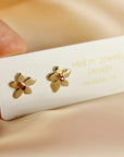 Sakura Cherry Blossom Earrings 14k Gold, with any Birthstone - Melt'm Jewelry