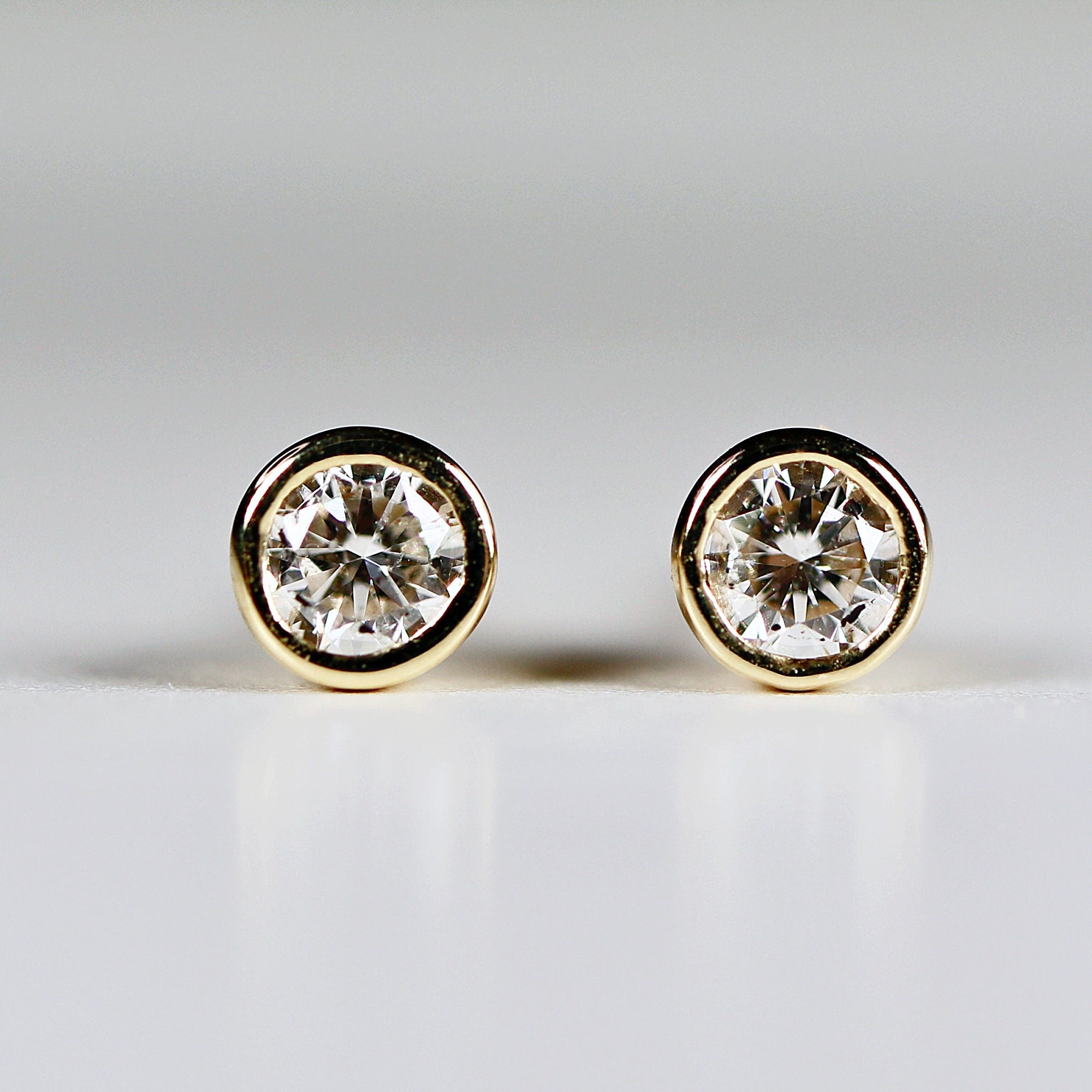 0.09ct Tiny Diamond Stud Earrings in 14k Gold (SINGLE or PAIR) - Melt'm Jewelry
