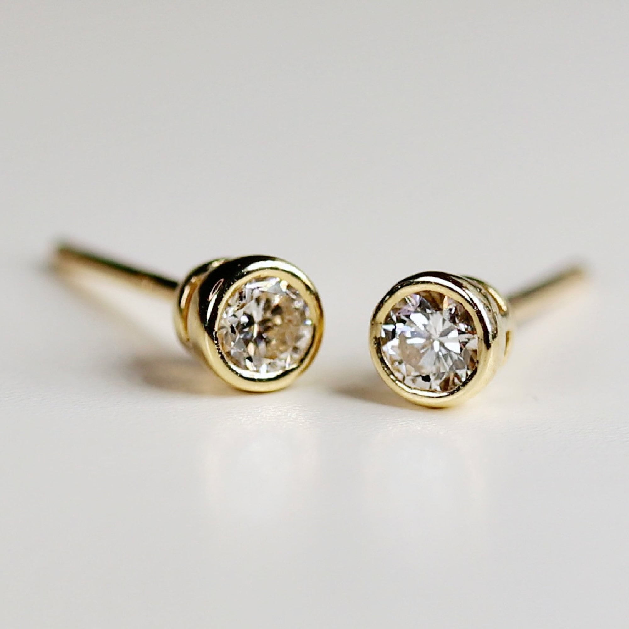0.09ct Tiny Diamond Stud Earrings in 14k Gold (SINGLE or PAIR) - Melt'm Jewelry