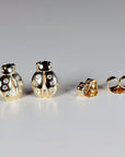 Diamond Lady Bug Stud Earrings in 14k Gold - Melt'm Jewelry