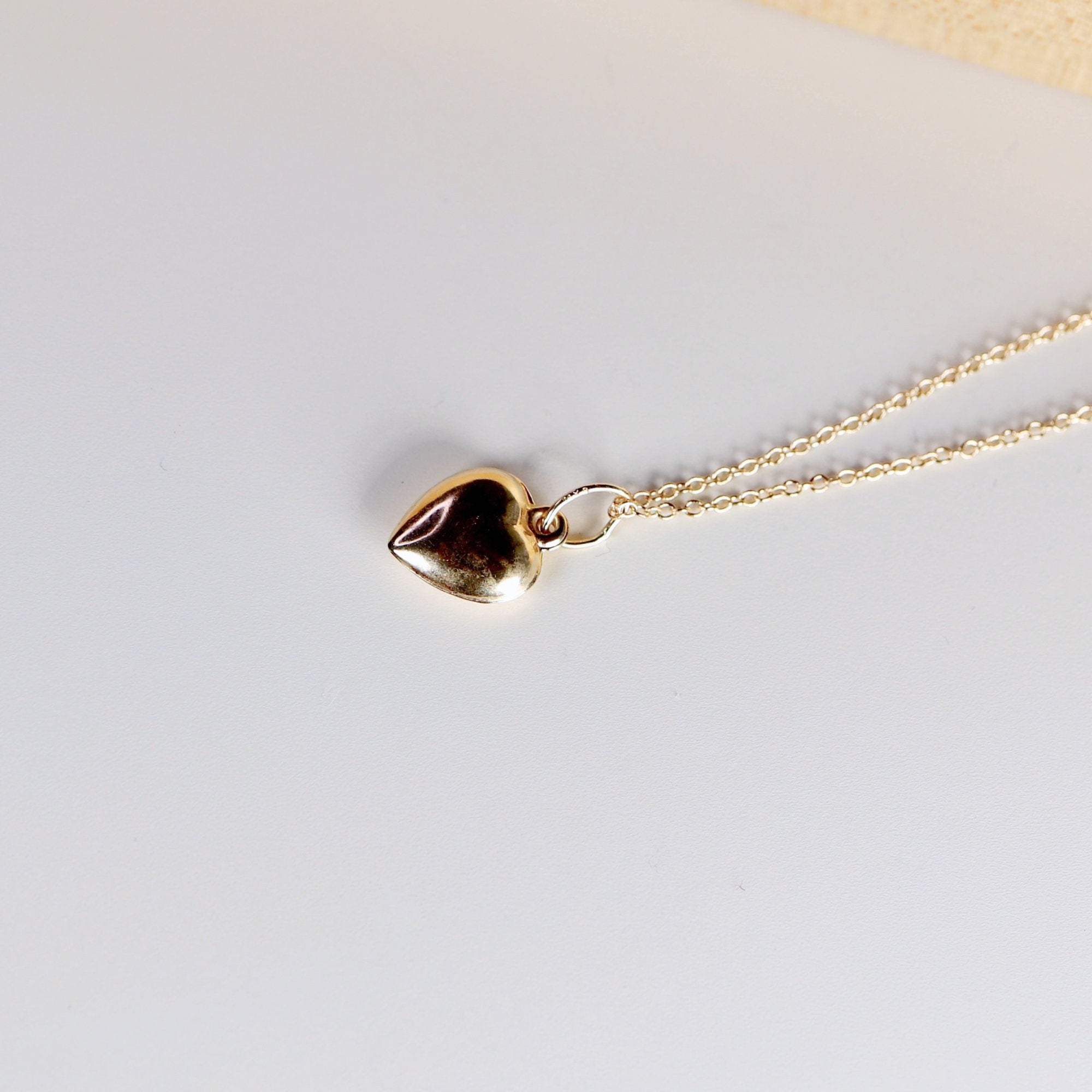 14k Gold 3D Puffy Heart Pendant Necklace - Melt'm Jewelry