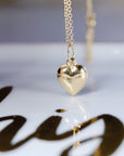 14k Gold 3D Puffy Heart Pendant Necklace