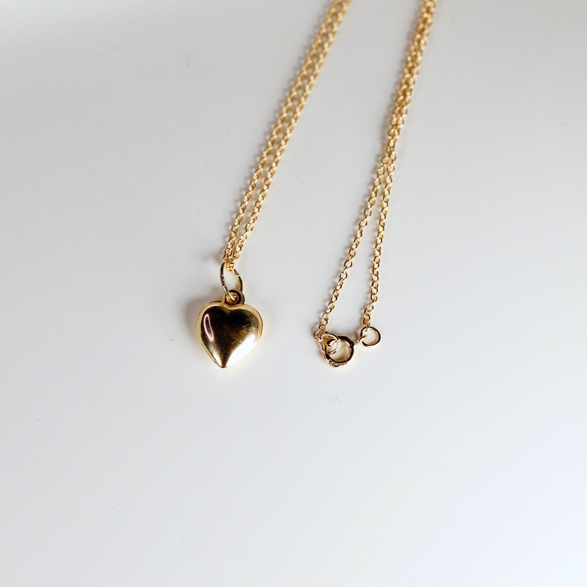 14k Gold 3D Puffy Heart Pendant Necklace