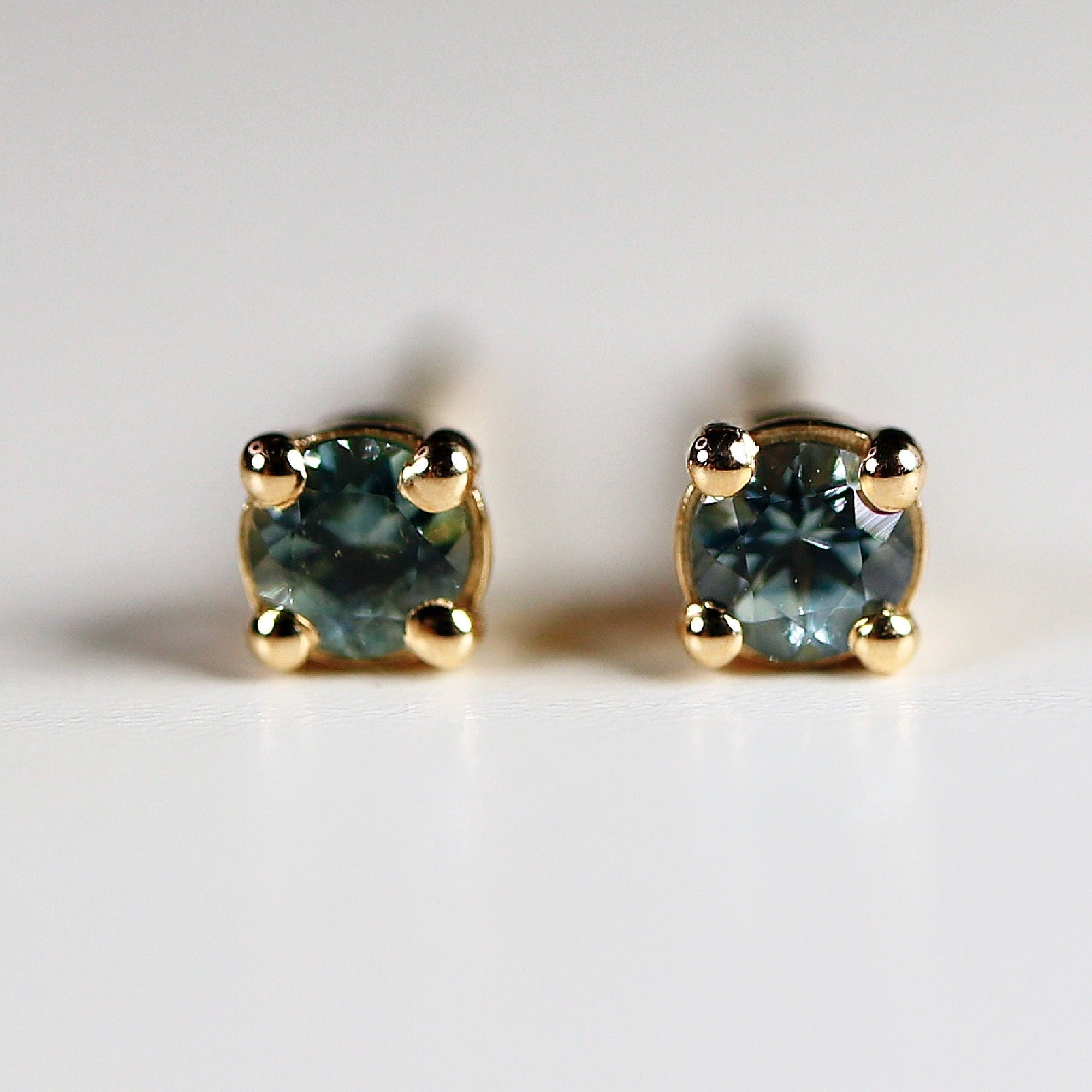 Tiny Blue Montana Sapphire Earrings 14k Gold (SINGLE or PAIR) - Melt'm Jewelry