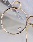 Large Double Hoop Earrings 14k Solid Gold, Aquamarine Hoop Earrings