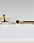 Marquise Diamond Labret Earrings 14k Solid Gold - Melt'm Jewelry