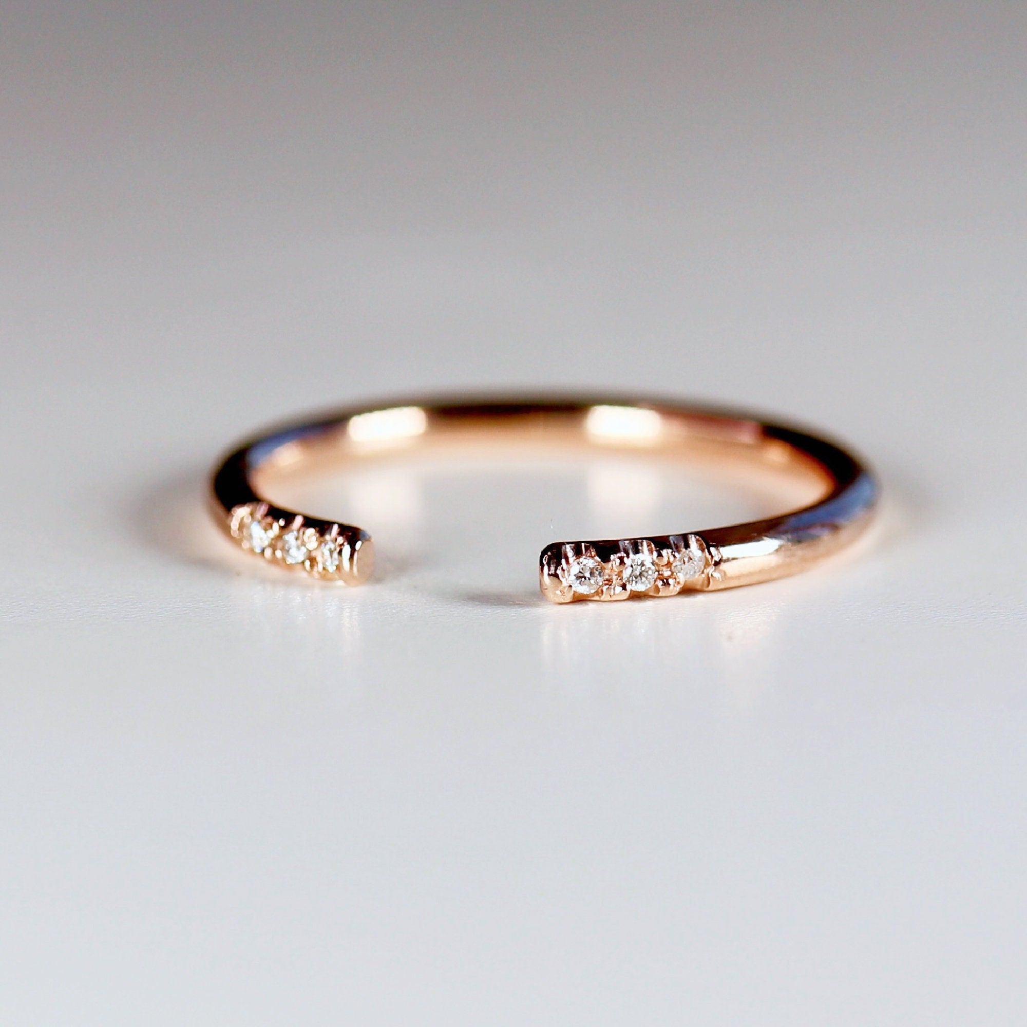 Open Cuff Pave Diamond Wedding Band - Melt'm Jewelry