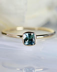 Cushion Cut Montana Sapphire Engagement Ring 14k Gold