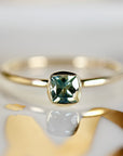 Cushion Cut Montana Sapphire Engagement Ring 14k Gold