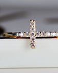 14k Solid Gold Cross Ring, Diamond Cross Ring