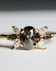 Oval Salt and Pepper Diamond Cluster Ring