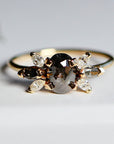 Oval Salt and Pepper Diamond Cluster Ring