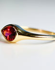 East West Pear Pink Tourmaline Dome Ring 14k Gold