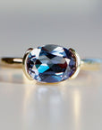 East West Half Bezel Sapphire Engagement Ring 14k Gold