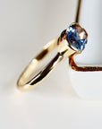 East West Half Bezel Sapphire Engagement Ring 14k Gold