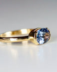 East West Half Bezel Sapphire Engagement Ring 14k Gold - Melt'm Jewelry