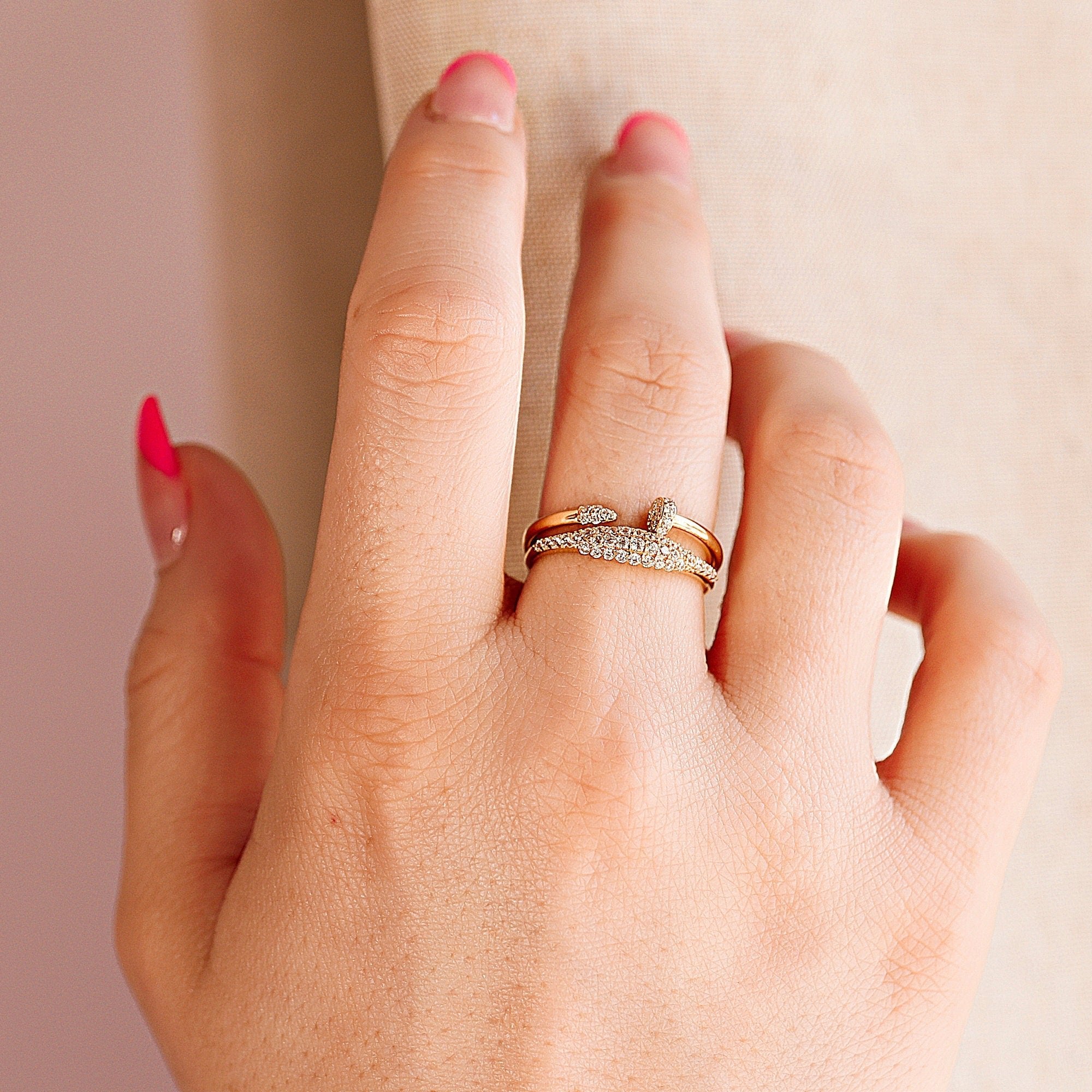 14k Gold Micro Pave Signet Ring, CZ Stacking Ring - Melt'm Jewelry