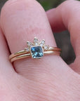 Cushion Cut Montana Sapphire Engagement Ring 14k Gold