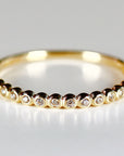 Bezel Half Eternity Stacking Ring 14k Solid Gold, Eternity Wedding Band - Melt'm Jewelry