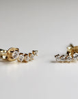 14k Gold 5 Stone CZ Ear Climber Earrings, Simulated Diamond Cluster Ear Crawler Earrings