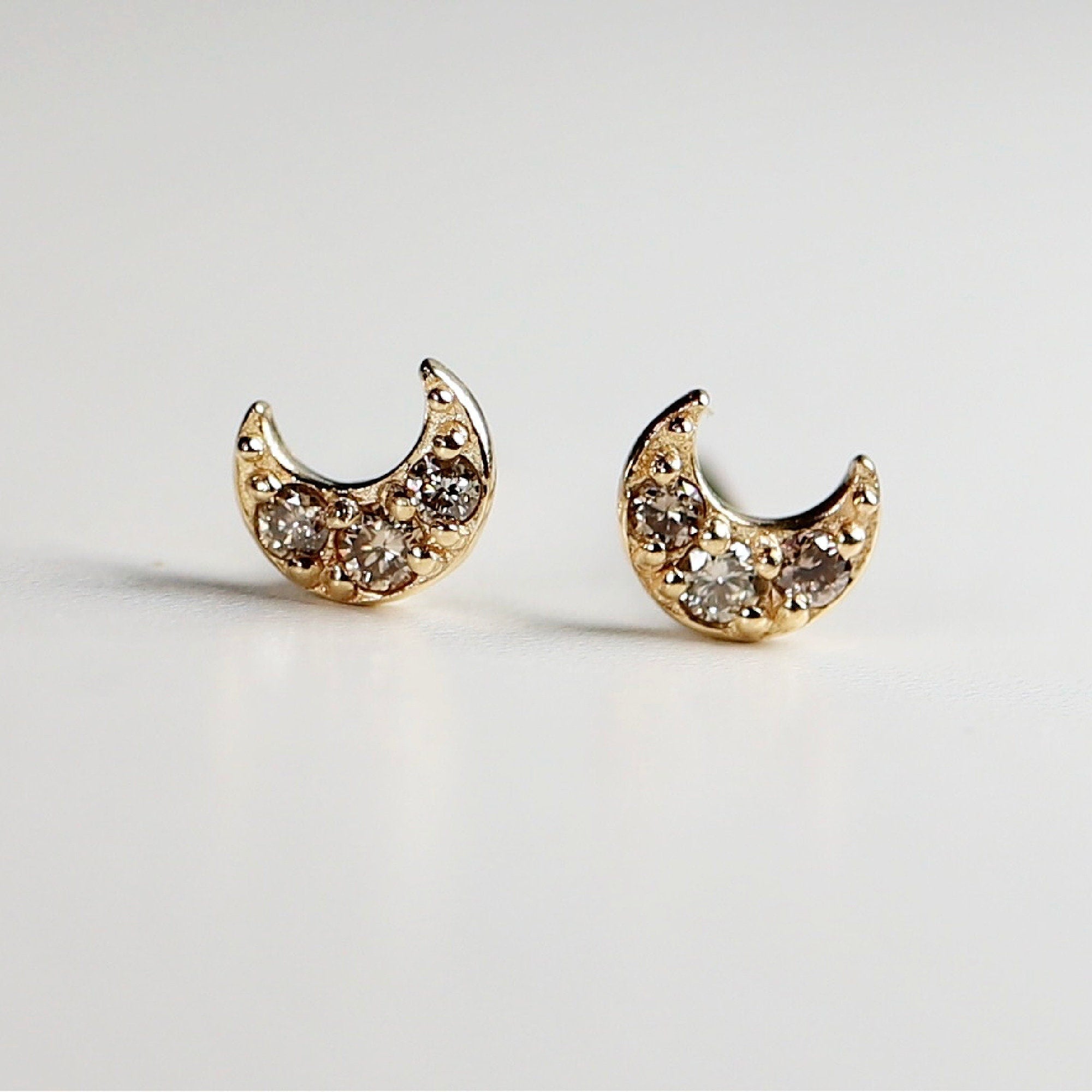 Tiny Sailor Moon Earrings, 14k Solid Gold Sailor Moon Studs