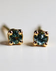 Tiny Blue Montana Sapphire Earrings 14k Gold