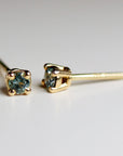 Tiny Blue Montana Sapphire Earrings 14k Gold