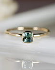 Cushion Cut Montana Sapphire Engagement Ring 14k Gold