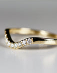 Curved Diamond Wedding Band, Matching Ring Gold Band