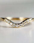 Curved Diamond Wedding Band, Matching Ring Gold Band