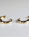 Diamond Star Set Hinged Hoops Earrings 14k Solid Gold