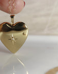 North Star Heart Locket Necklace 14k Gold Filled