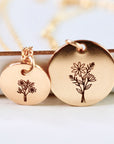 Add On Disc, Disc Only, Sterling Silver, Gold Filled Or Rose Gold Filled Disc, Birth Flower Engraving, Flower Charm, Christmas Gift For Her - Melt'm Jewelry