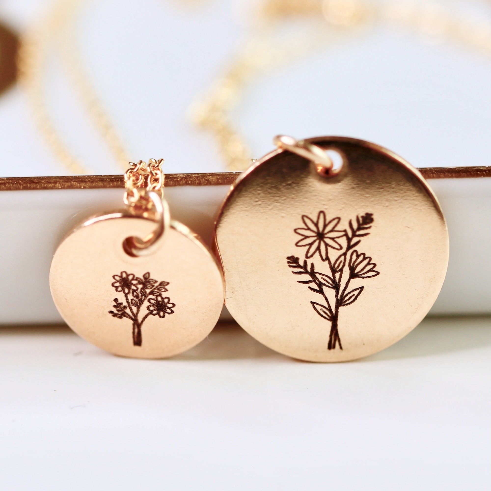 Add On Disc, Disc Only, Sterling Silver, Gold Filled Or Rose Gold Filled Disc, Birth Flower Engraving, Flower Charm, Christmas Gift For Her - Melt'm Jewelry