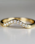 Curved Diamond Wedding Band, Matching Ring Gold Band - Melt'm Jewelry